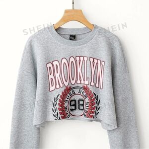 NWOT Cropped Graphic Sweater